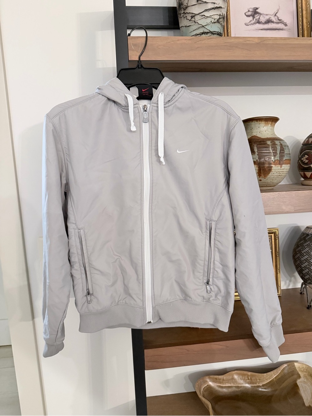 Nike Light Gray Hooded Windbreaker Jacket
